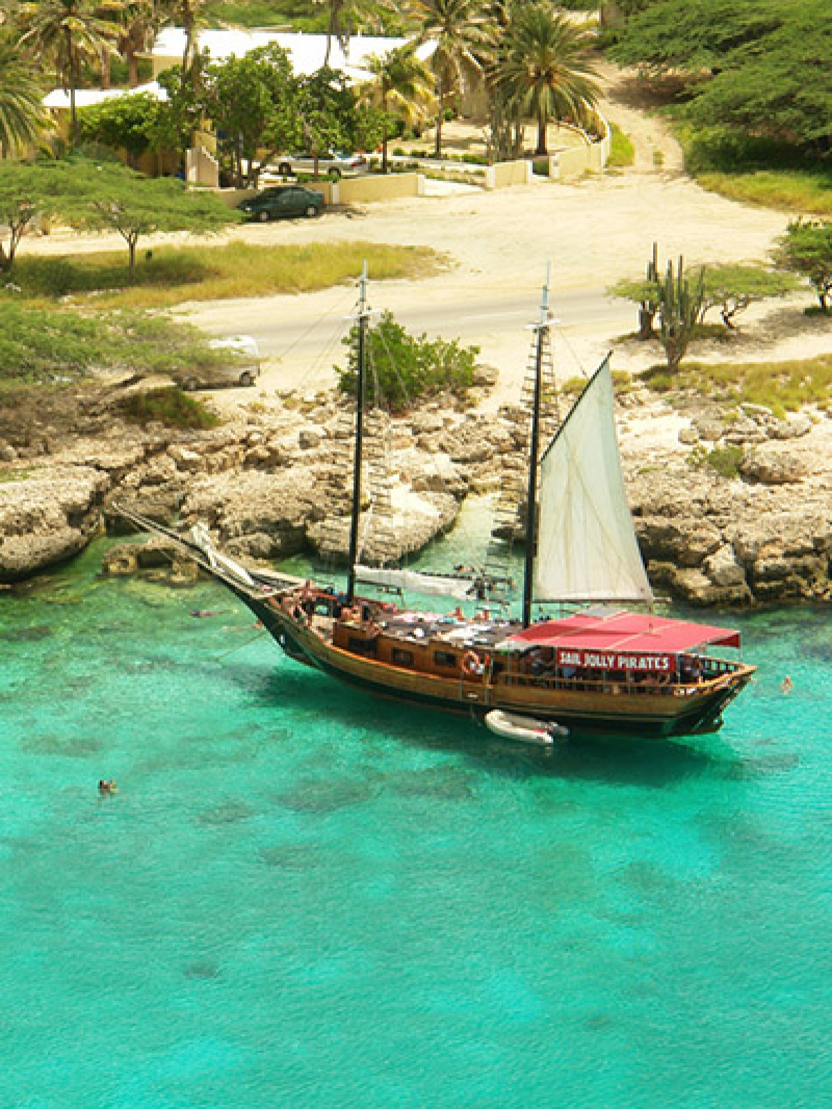 a small boat in a body of water