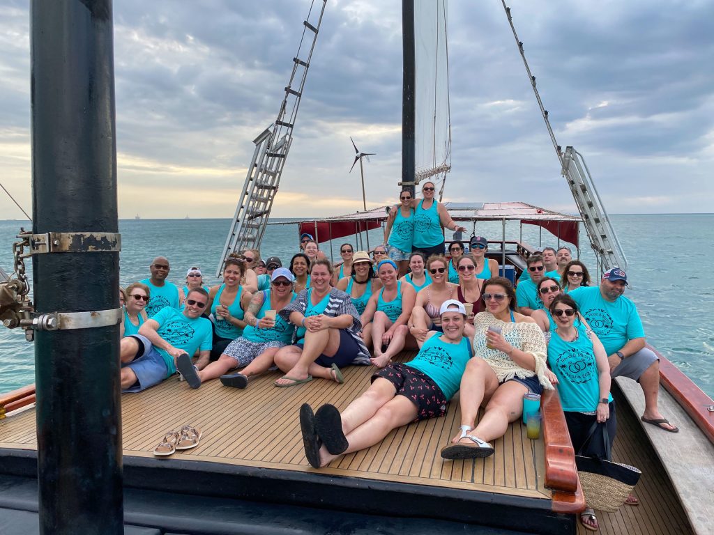 a group of people on a boat