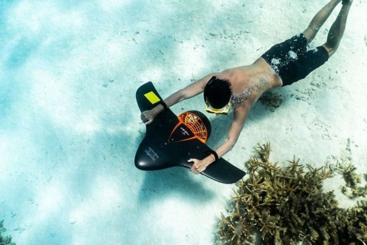 a man swimming in the water